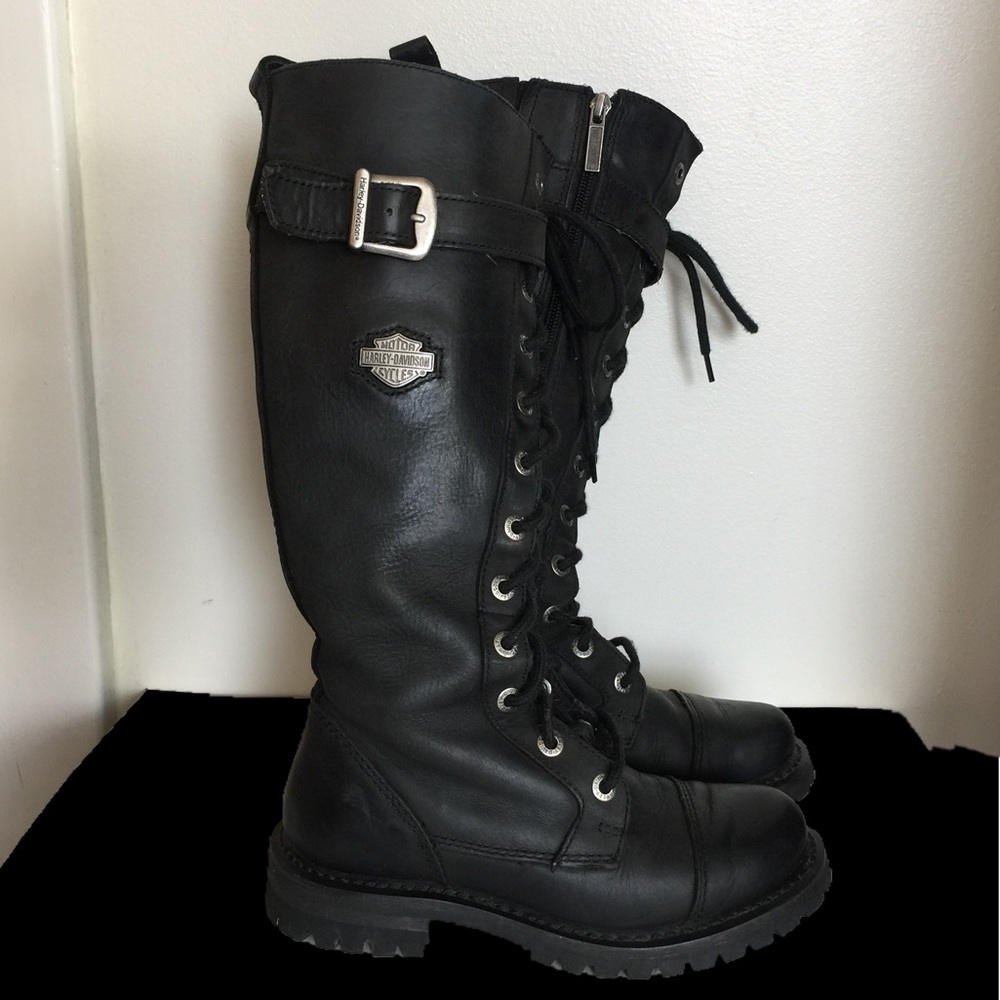 Black lace up Harley boot